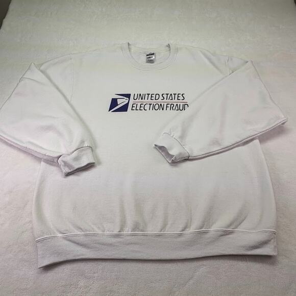 United States Election Fraud USPS Logo Graphic Crewneck Sweatshirt White Size XL - Picture 1 of 8